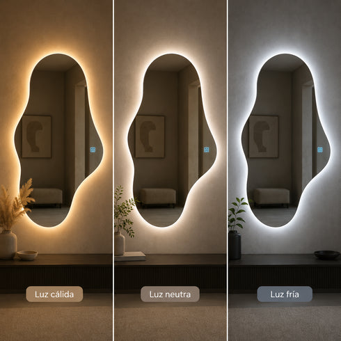 Espejo Led 100x50 Cm Asimetrico Touch Envia Espejos