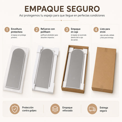 Espejo LED Touch 3 tonos Arco 120x50 Envia Espejos