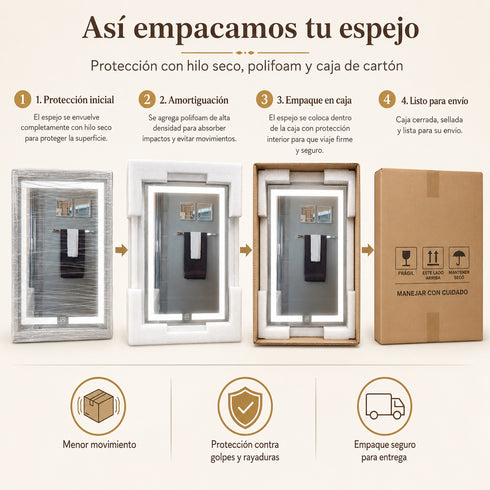 Espejo LED Touch 3 tonos Rectangular 80x60 Envia Espejos