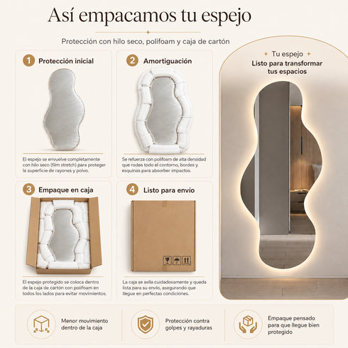 Espejo LED Touch 3 tonos Burbuja 110x50 Envia Espejos