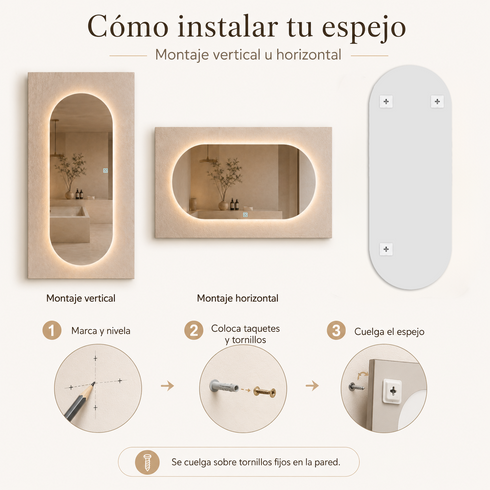 Espejo LED Touch 3 tonos capsula 120x50 Envia Espejos