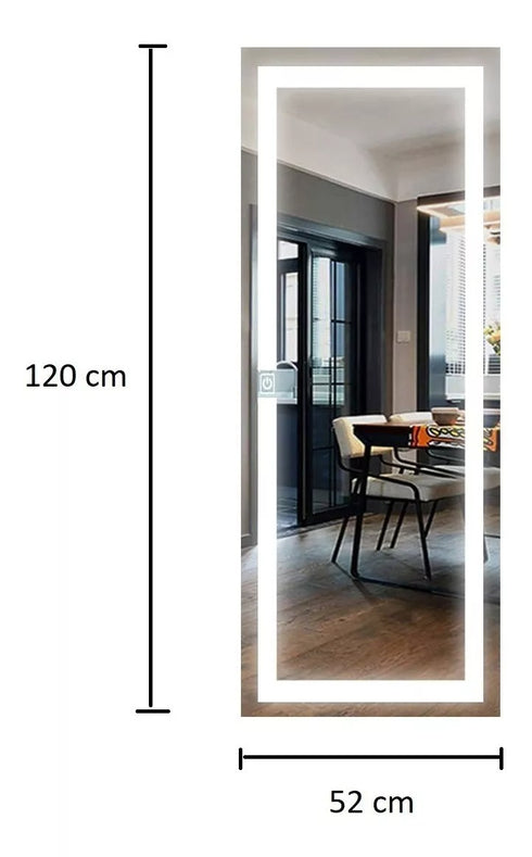 Espejo Led 120x50 Cm Rectangular Touch Envia Espejos