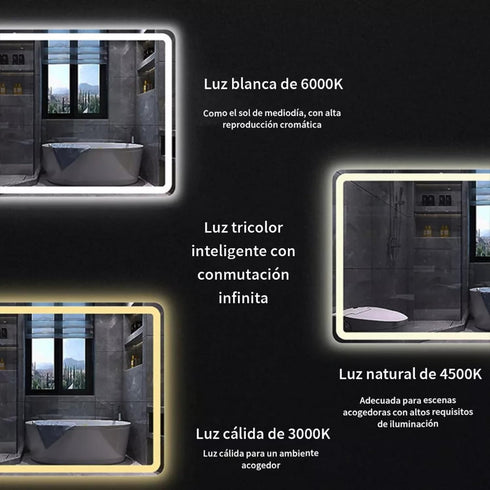 Espejo Led Touch Luz fria y calida Envia Espejos