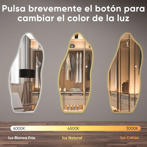 Espejo LED Touch 3 tonos amorfo 110x50 Envia Espejos