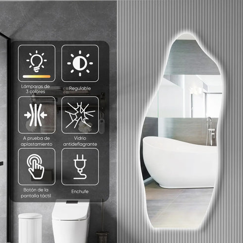 Espejo LED Touch 3 tonos amorfo 110x50 Envia Espejos