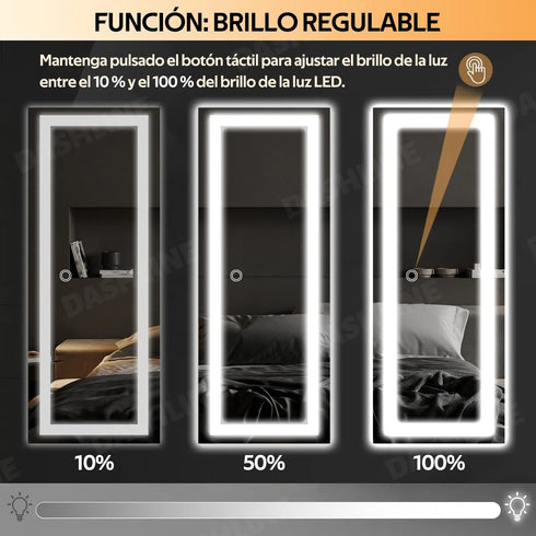 Espejo Led 110x40 Cm Rectangular Touch Envia Espejos