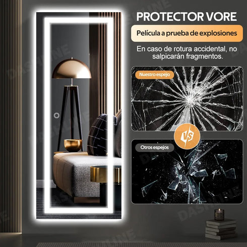 Espejo Led 110x40 Cm Rectangular Touch Envia Espejos