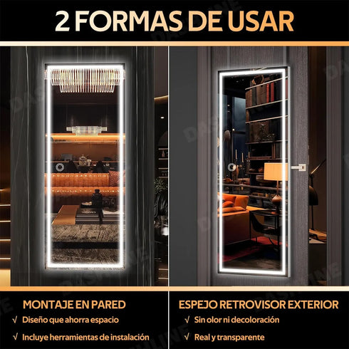 Espejo Led 110x40 Cm Rectangular Touch Envia Espejos