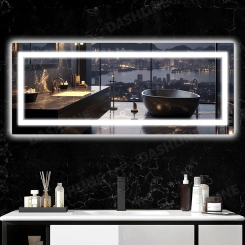 Espejo Led 110x40 Cm Rectangular Touch Envia Espejos