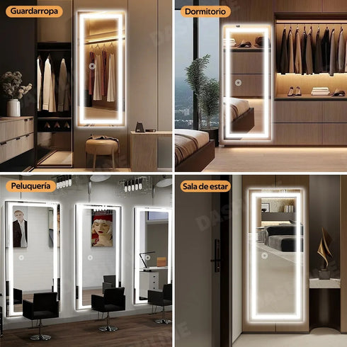 Espejo Led 110x40 Cm Rectangular Touch Envia Espejos